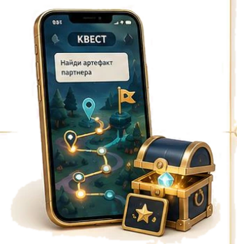 Smartphone with a quest and a chest